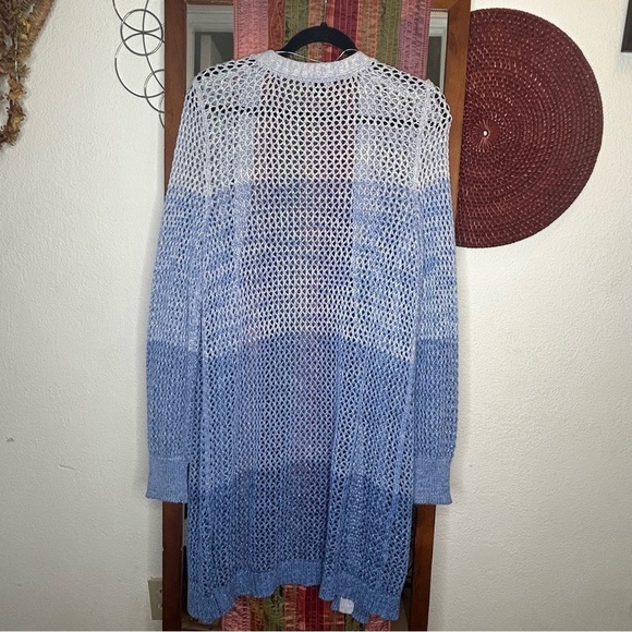 INC International Concepts Blue Ombré Open Knit Sweater Duster size PXL - Picture 7 of 7